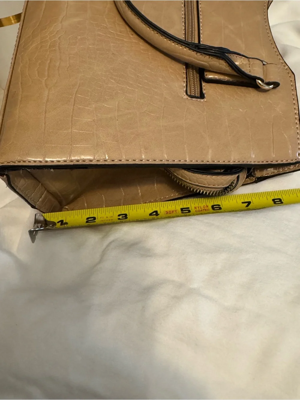 NWOT Structured Camel Croc-Embossed Satchel /Crossbody Fashion Bag